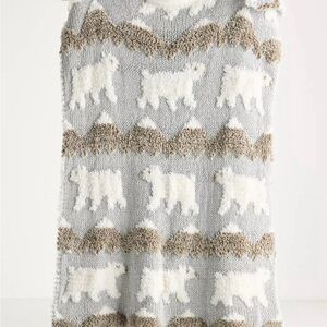 Brand New Anthropologie Polar Bear Knit and Fuzzy Blanket One Size